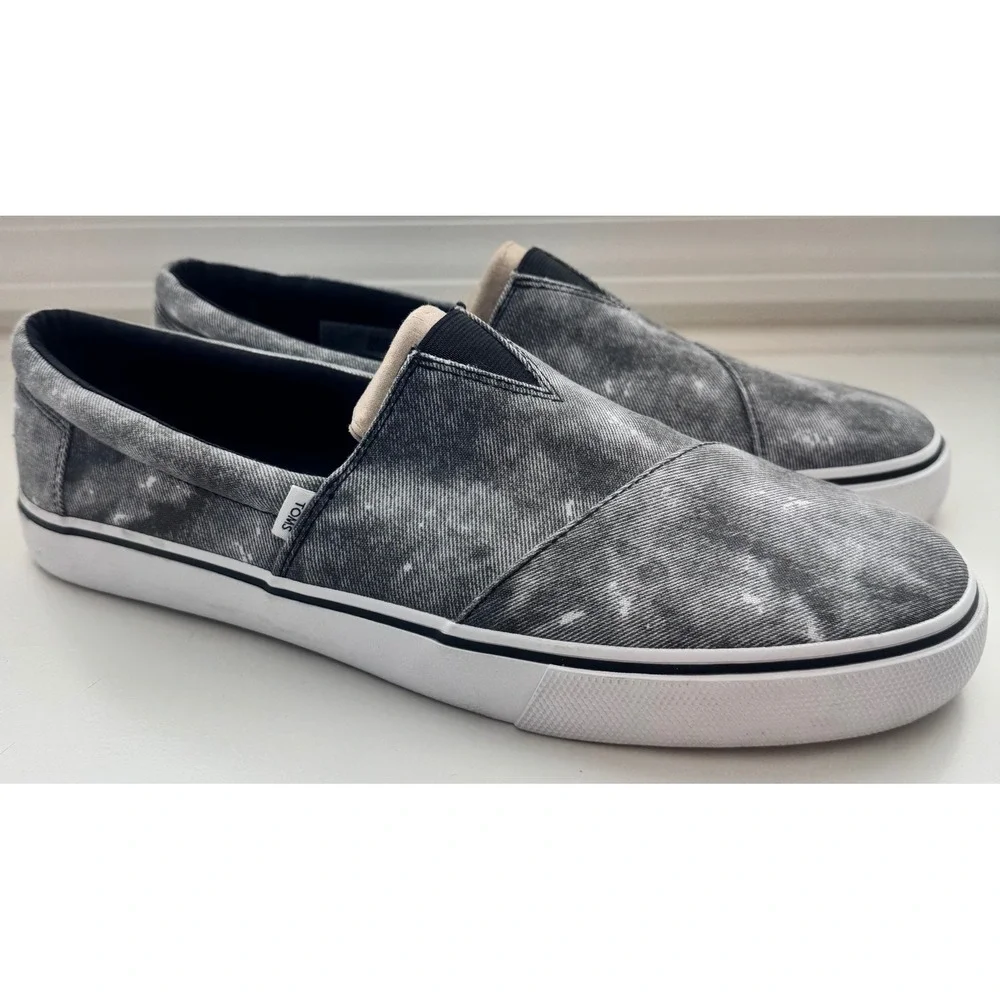 TOMS Slip On Alpargata Fenix Gray Wash Canvas Comfort‎ Loafers Mens Size 13 $60